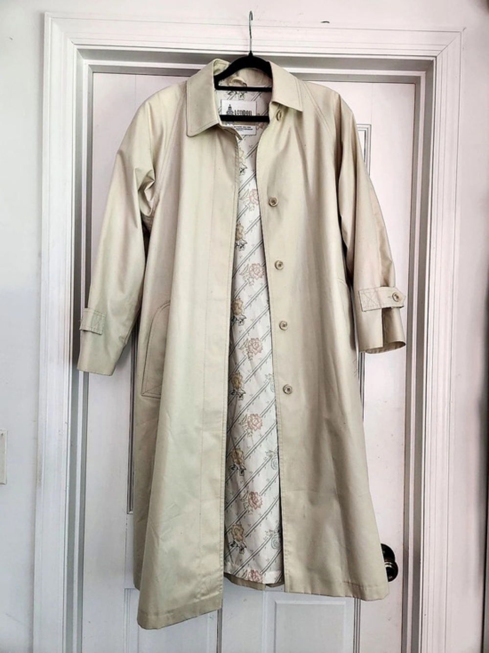 London Fog Vintage Wamsutta Blend Trench Coat Cream Size 10P